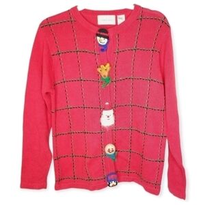 Vintage Lemon Grass Christmas Sweater Cardigan Size Small‎